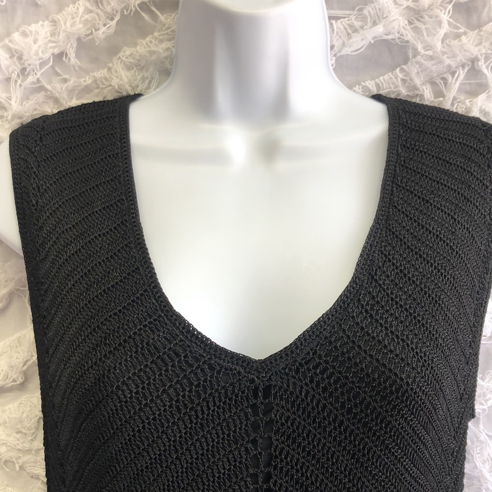 Crocheted Kroshetta by Papillon Black Rayon Midi Dress Size Large